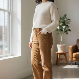 Vintage 90s Women's Wide Wale Corduroy Pleated Trousers - On-Trend Rust Color